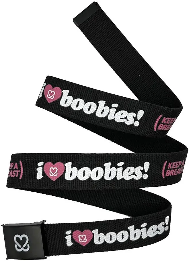 Keep A Breast The i love boobies! Black Web Belt