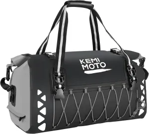 KEMIMOTO Motorcycle Dry Duffel Bag 50L Waterproof with Mounting Straps and Outside Pockets Luggage Gear Tail Bags