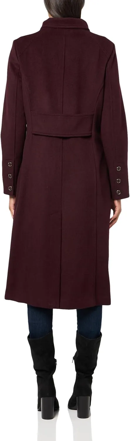 Kenneth Cole Women's Classic Wool Walker W Three Button Stand Collar and Back Belt Detail