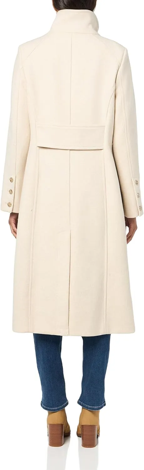 Kenneth Cole Women's Classic Wool Walker W Three Button Stand Collar and Back Belt Detail