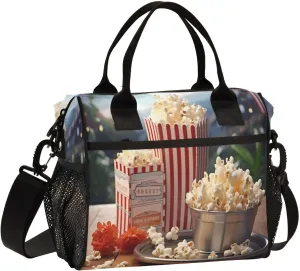 Kigai Popcorn Cinema Lunch Bag Reusable Insulated Lunch Box for Women & Men, Leakproof Lunch Cooler Bag Tote Bag for Work, Travel, Outdoor Medium