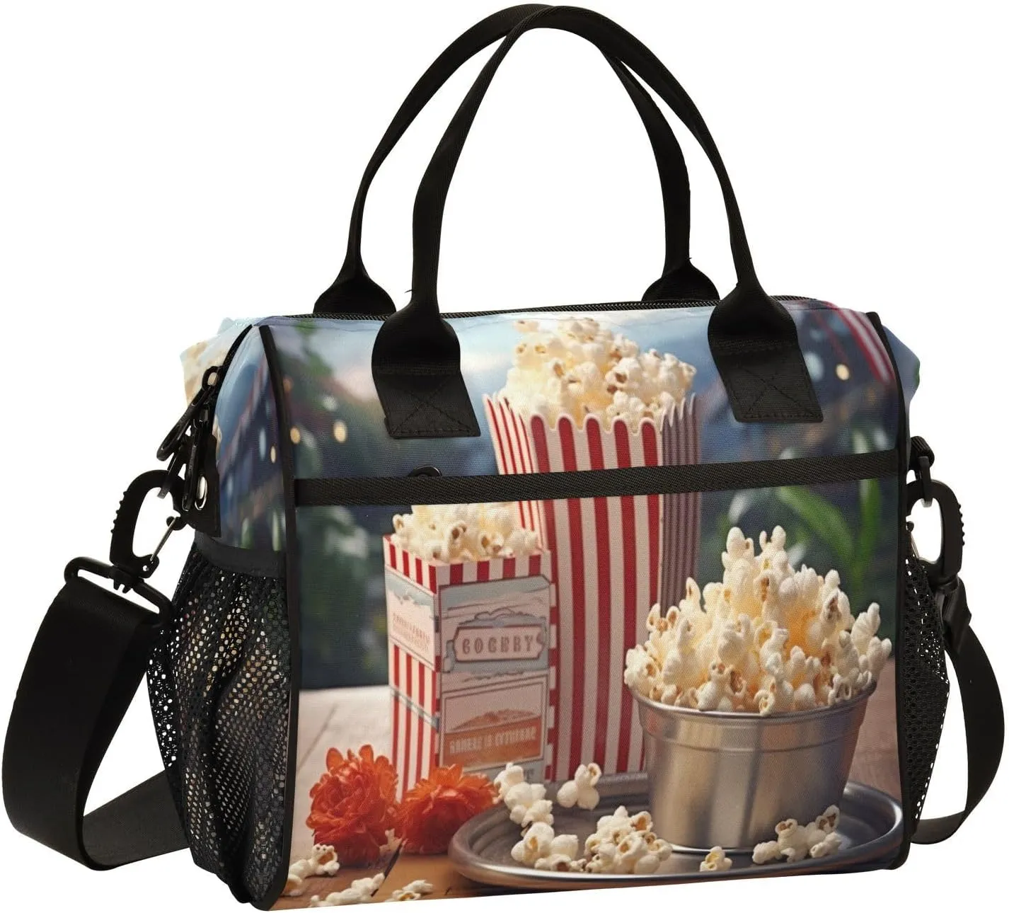 Kigai Popcorn Cinema Lunch Bag Reusable Insulated Lunch Box for Women & Men, Leakproof Lunch Cooler Bag Tote Bag for Work, Travel, Outdoor Medium