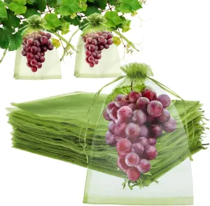 Kikhope 50 Pcs Fruit Protection Bags,9.5"x13.5" Fruit Netting Bags,Garden Netting Bags with Drawstring,Plant Netting Bags to Protect Fruits and Vegetables