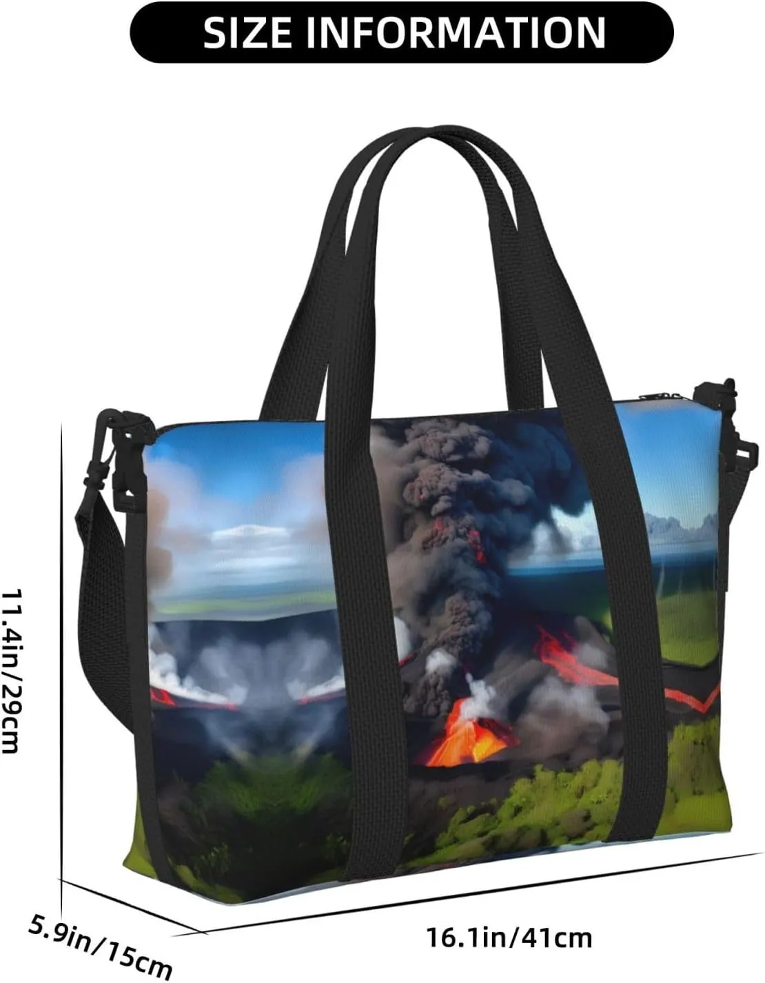 Kilauea Volcano Bloom Travel Bags, Weekender Carry On For Women, Sports Gym Bag, Workout Duffel Bag,Overnight