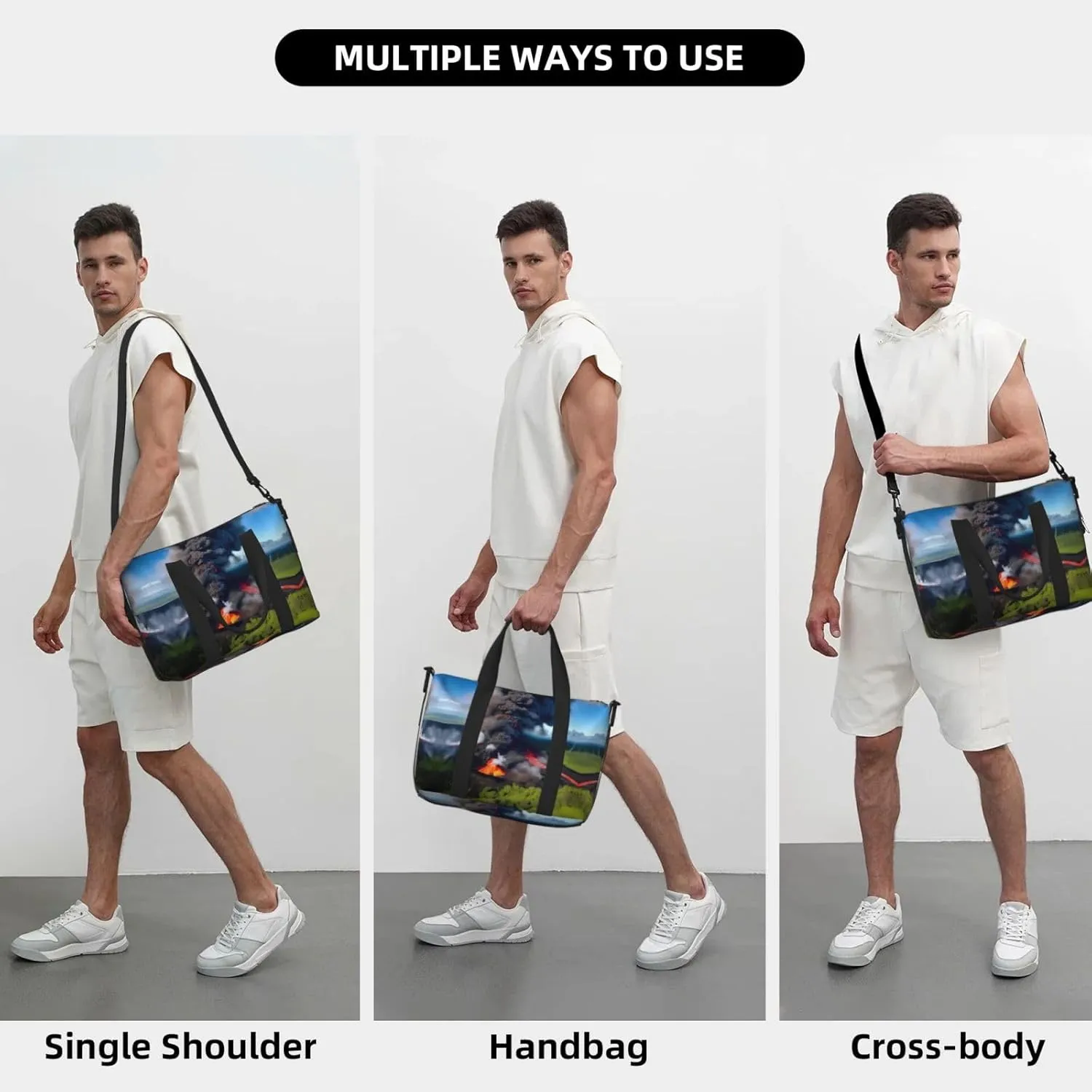Kilauea Volcano Bloom Travel Bags, Weekender Carry On For Women, Sports Gym Bag, Workout Duffel Bag,Overnight