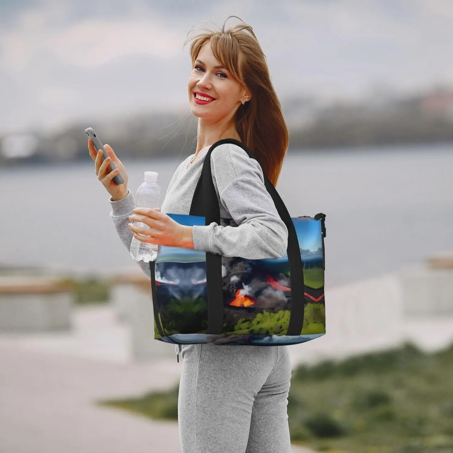 Kilauea Volcano Bloom Travel Bags, Weekender Carry On For Women, Sports Gym Bag, Workout Duffel Bag,Overnight