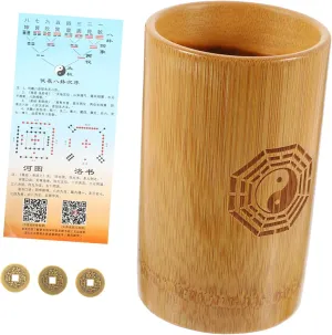 Kisangel Bamboo Divination Pot Chinese Divination Game Lucky Coin Set Vintage Design for Meditation