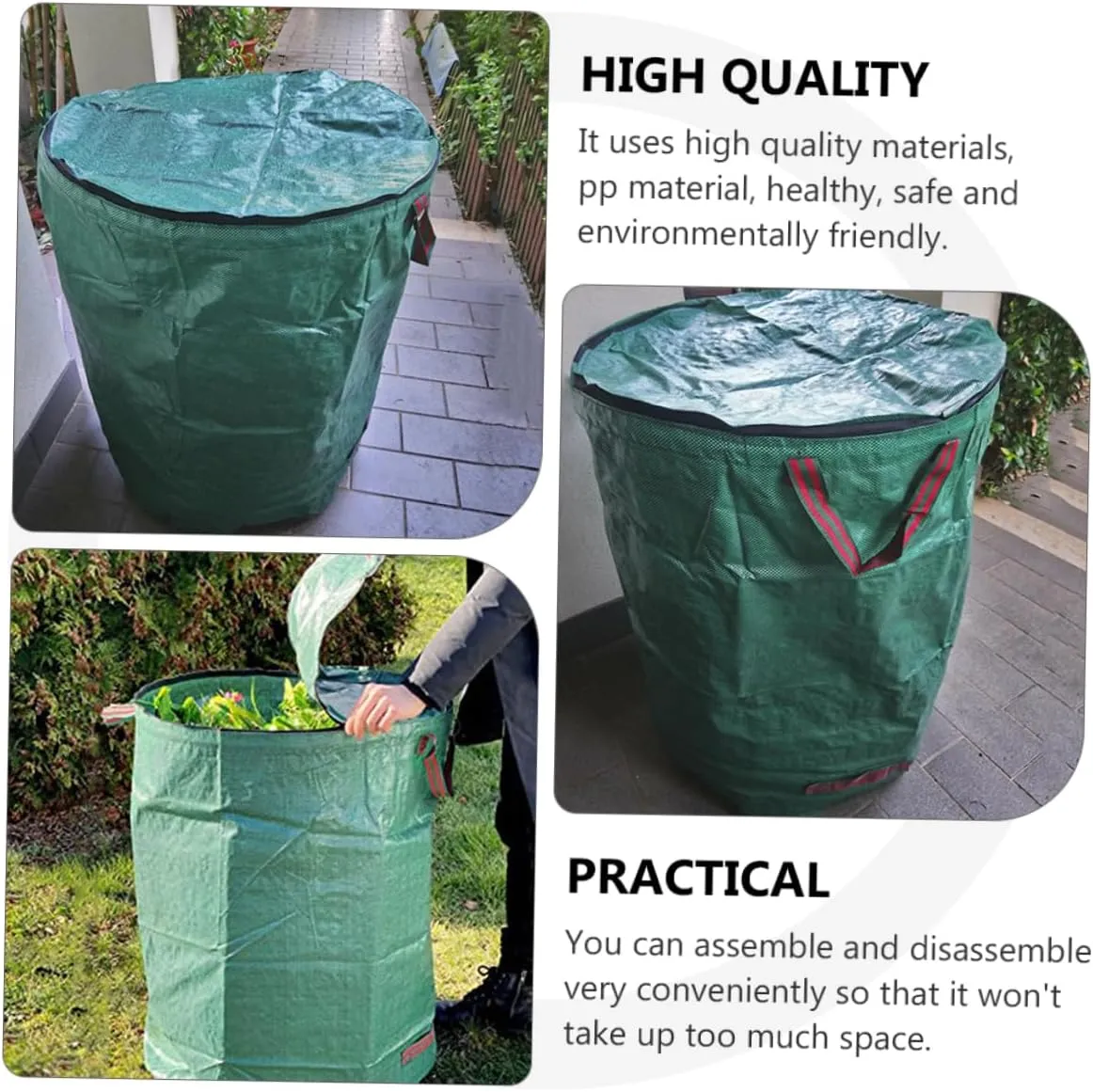 Kisangel Garbage Bags Fallen Leaf Collection Bag Large Storage Bucket Pp Material Leakproof