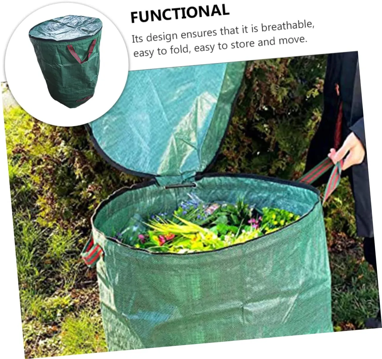 Kisangel Garbage Bags Fallen Leaf Collection Bag Large Storage Bucket Pp Material Leakproof