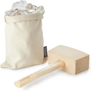 KITESSENSU Lewis Ice Bag and Mallet for Crushed Ice, Canvas Bag & Wooden Mallet Bar Tools Bartender Kit, Ice Crushers for Home Use