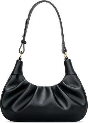 KKXIU Shoulder Bag Crescent Handbag Ruched Purse Underarm Bag Mini Hobo for Women,Detachable Gold Chain Crossbody Bag