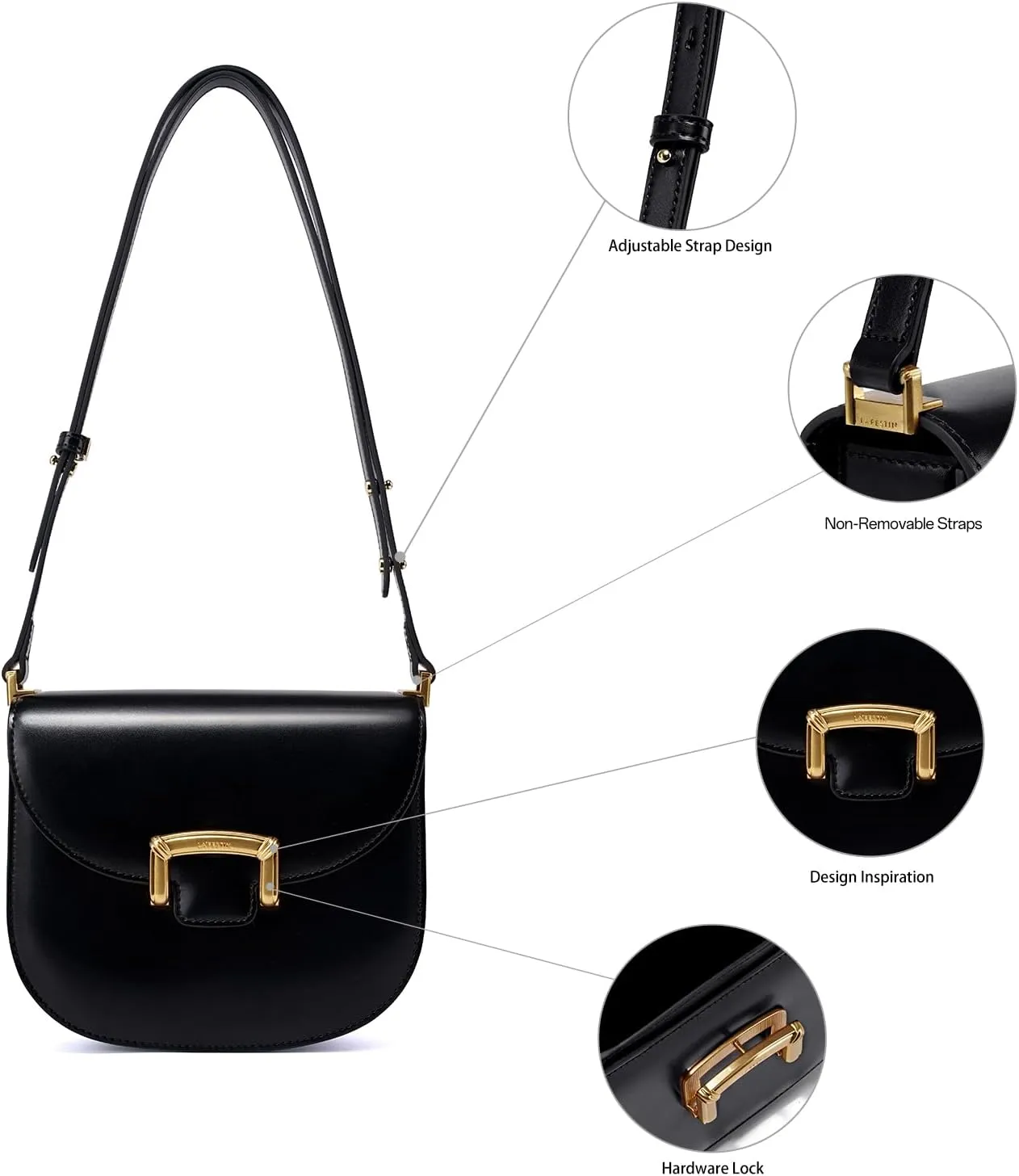 LAFESTIN Small Split Leather Crossbody Purses For Women with Adjustable Strap Shoulder Handbags with Credit Card Slot
