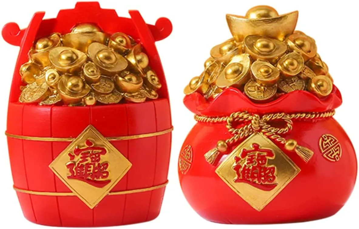 Large Coin Piggy Bank for Adults Boys and Girls Resin Fortune Bag Jar Year Coin Bank Unique Change Jar Decor for Home