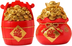 Large Coin Piggy Bank for Adults Boys and Girls Resin Fortune Bag Jar Year Coin Bank Unique Change Jar Decor for Home