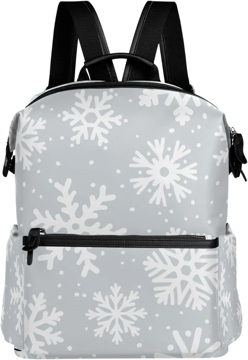 Large Laptop Backpack Travel Daypack - White Snowflakes Snowfall Casual Bag Lightweight Shoulder Bags for Women Teens