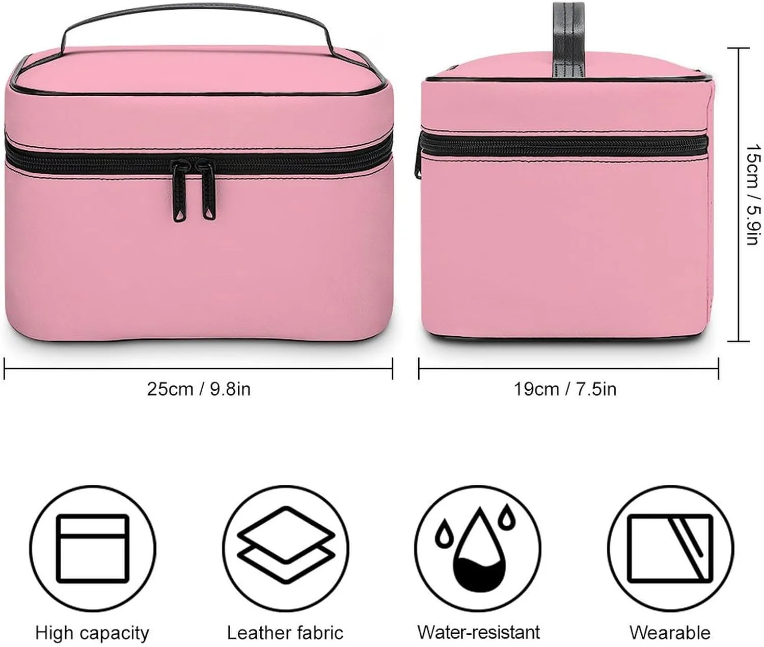 Large Makeup Bag, Solid Cherry Blossom Pink Cosmetic Bag for Women Girls, Portable Toiletry Bag, Travel Make Up Organizer Bag
