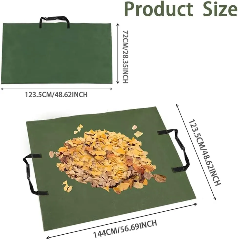 Leaf Bag for Collecting Leaves Reusable Garden Yard Waterproof 2 IN 1 Waste Bags Leaf Tarp Trash Canvas Heavy Duty Storage Lawn Container Collapsible with Handles for Collecting Leaves