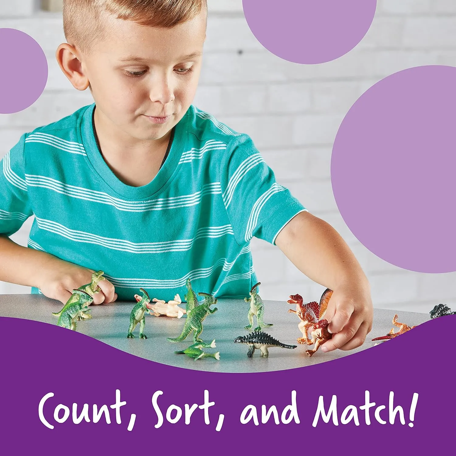 Learning Resources Dinosaur Counters, Set of 60 Colored Dinosaurs, Fine Motor Toy, Ages 3 , multi-color
