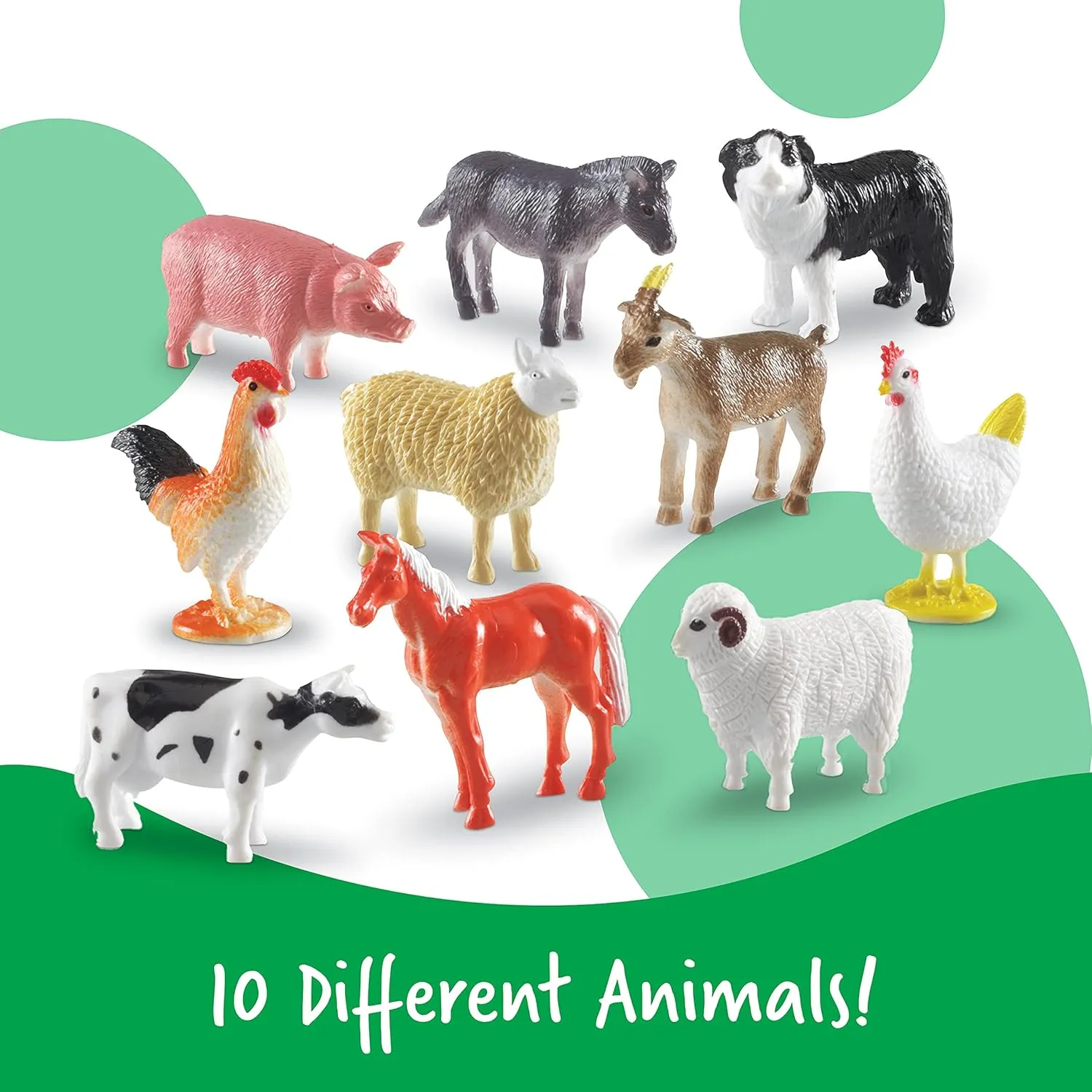 Learning Resources Farm Animal Counters - 60 Pieces, Ages 3  Toddler Learning Toys, Farm Animals Toys, Develops Counting and Matching Skills