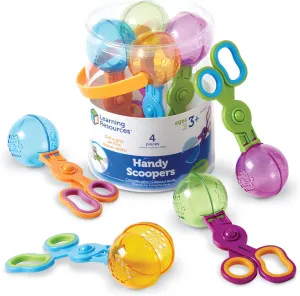 Learning Resources Handy Scoopers - 4 Pieces, Ages 3  Toddler Learning Toys, Fine Motor and Sensory Toys, Sand Box Toys for Toddlers, Kid Tweezers
