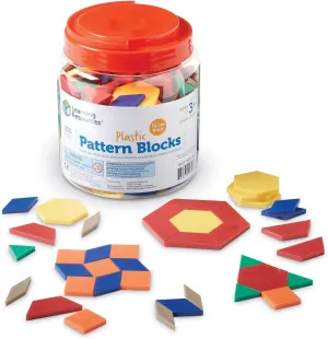 Learning Resources Plastic Pattern Blocks - Set of 250, Ages 3 , Shape Games for Preschoolers, Homeschool Supplies, Shape Manipulatives for Kids,Back to School Supplies,Teacher Supplies