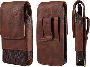 Leather Cell Phone Belt Clip Holster, Phone Waist Bag Mens, 7.2" Small Universal Smartphone Holder with Belt Loop Shoulder Strap Carrying Case Phone Belt Pouch Card Slot Purse Wallet Fanny Pack Mens