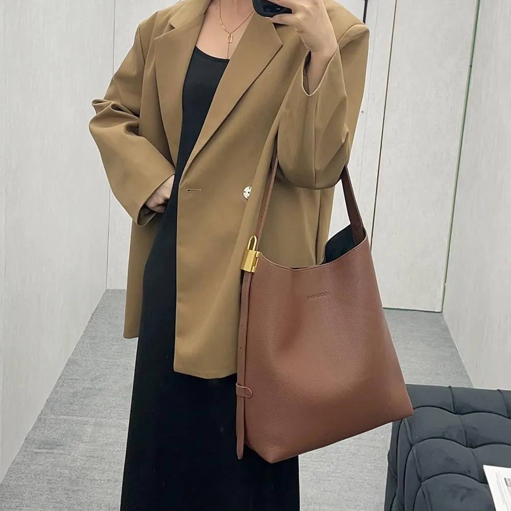 Leather Hobo bag for Women Vegan Leather Bucket Bag Shoulder bag Slouchy Hobo Purses and Handbags Trendy Fall Purse