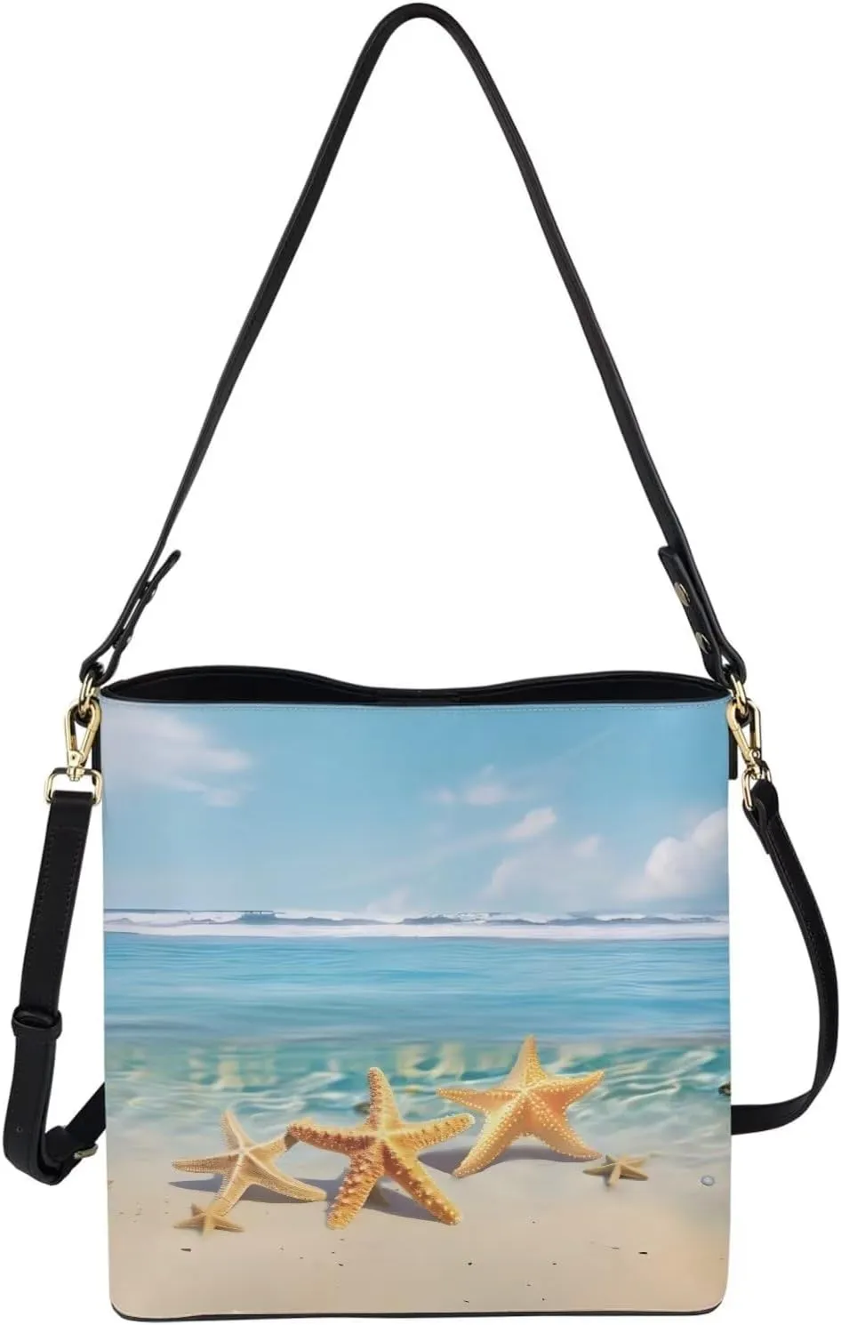 Leather Shoulder Bag Extra Large Bucket Handbags for Women Travel Party with Pockets Tote Purse Bags