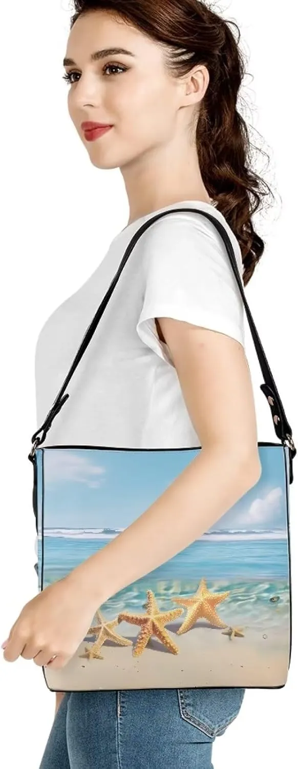 Leather Shoulder Bag Extra Large Bucket Handbags for Women Travel Party with Pockets Tote Purse Bags