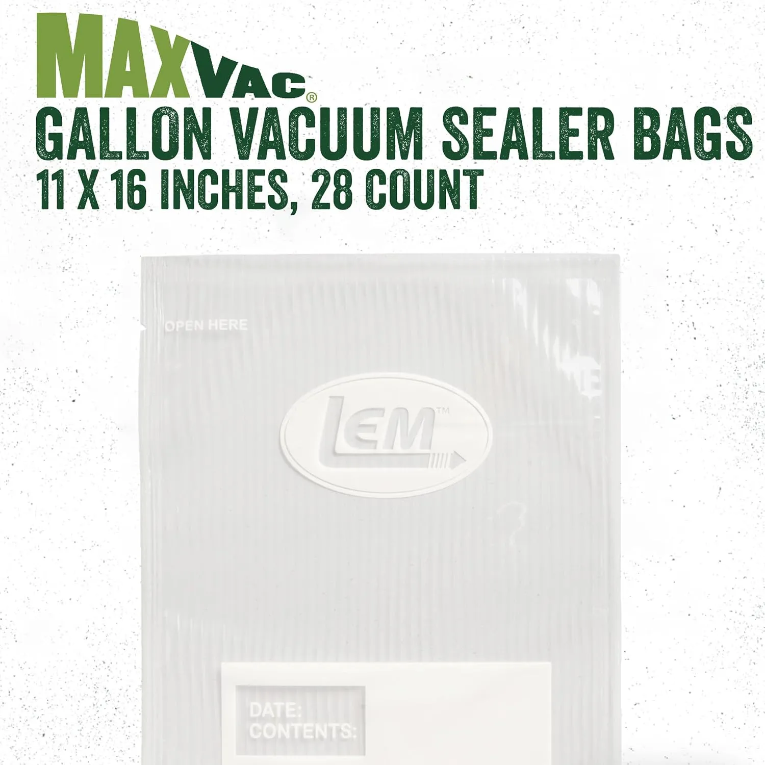 LEM Products MaxVac Gallon Vacuum Sealer Bags, 11 x 16 Inches, Compatible with Major Vacuum Sealer Brands, 28 Count