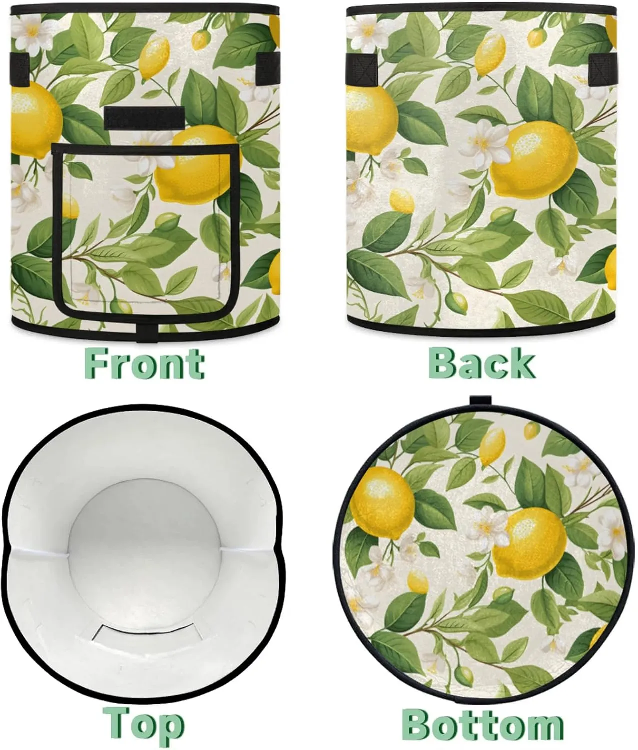 Lemons Plants Grow Bags 7 Gallon Thickened Nonwoven Plant Pot Flowers Vegetable Fruit Plant Grow Bag with Handle Garden Plant Bag Outdoor 2 Pack