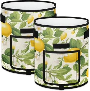 Lemons Plants Grow Bags 7 Gallon Thickened Nonwoven Plant Pot Flowers Vegetable Fruit Plant Grow Bag with Handle Garden Plant Bag Outdoor 2 Pack