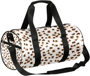 Leopard Gold White Gym Bag Small Gym Duffel Bags for Men Women Overnight Weekender Bag Lightweight Sport Duffle Bag Carry On Gymbag