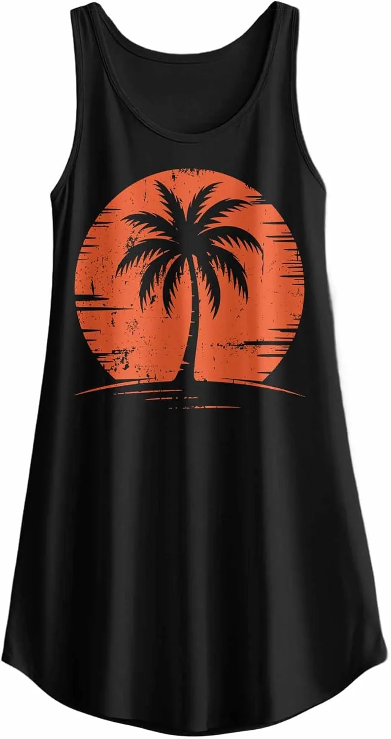 Libaoge Nightgowns for Women Coconut and Sunset Sleeveless Sleepwear Racerback Women's Nightgowns & Sleepshirts S-4XL