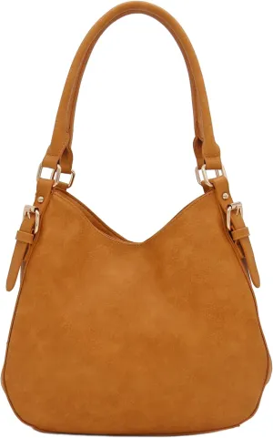 Lightweight 3 Compartment Faux Leather Medium Hobo Bag