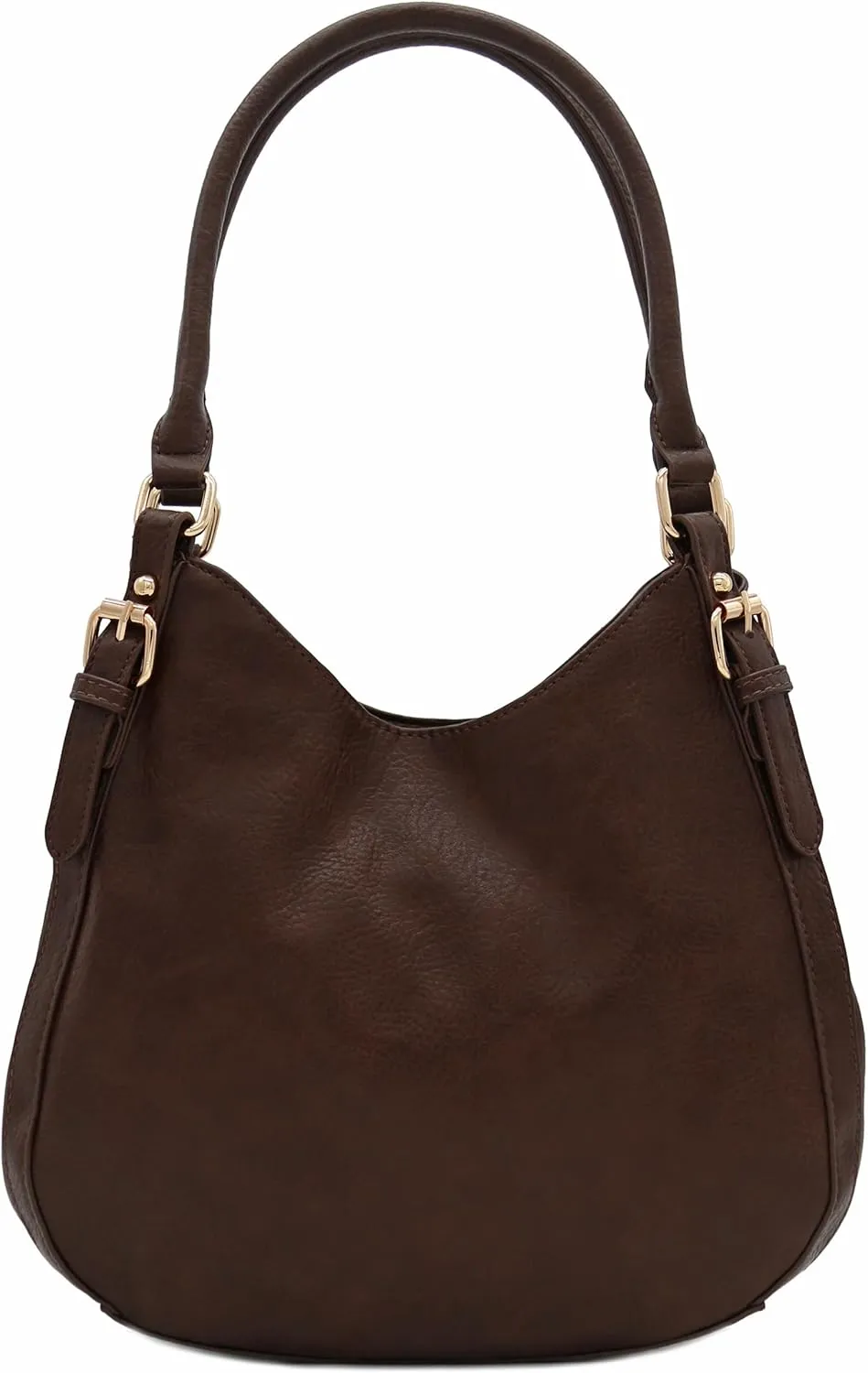 Lightweight 3 Compartment Faux Leather Medium Hobo Bag