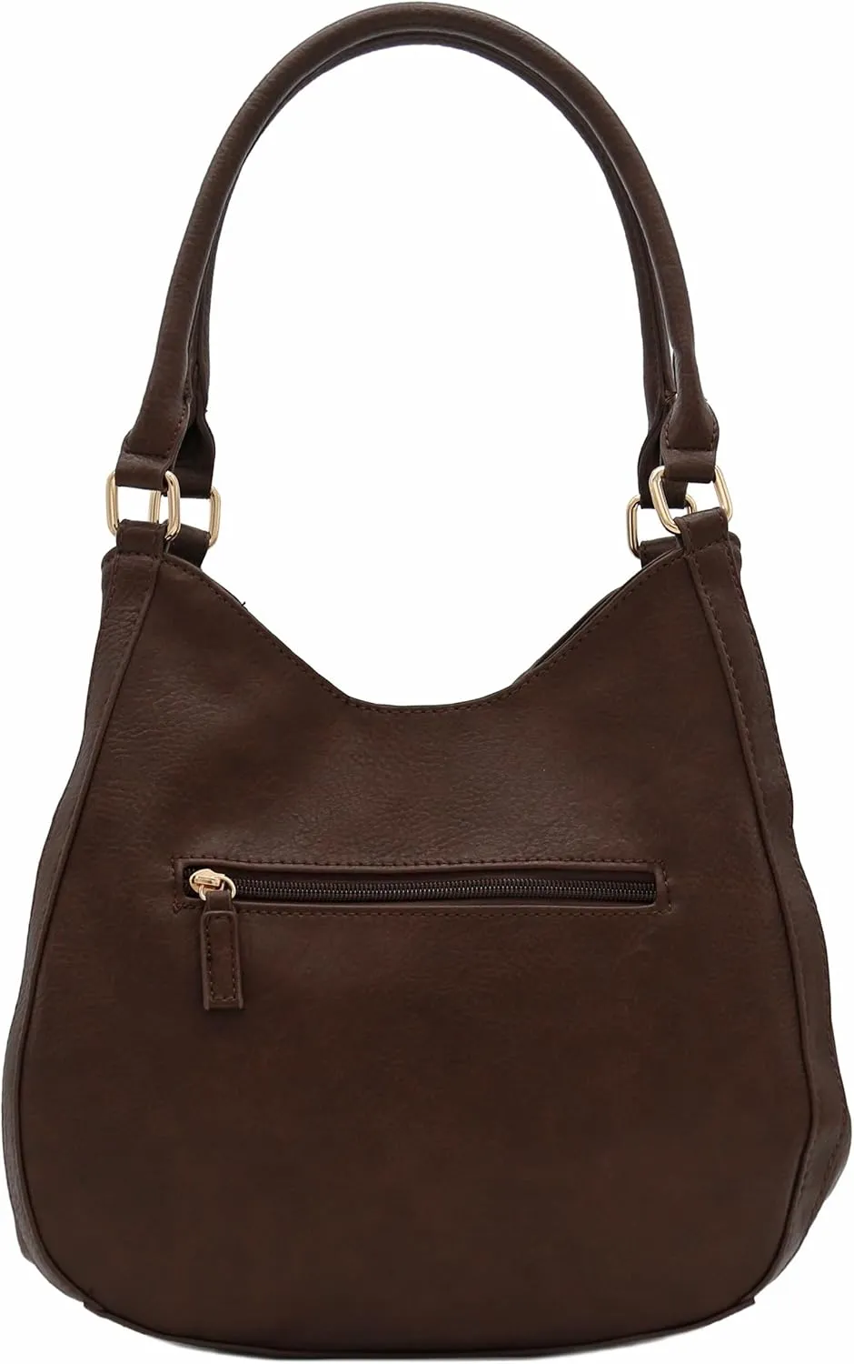 Lightweight 3 Compartment Faux Leather Medium Hobo Bag