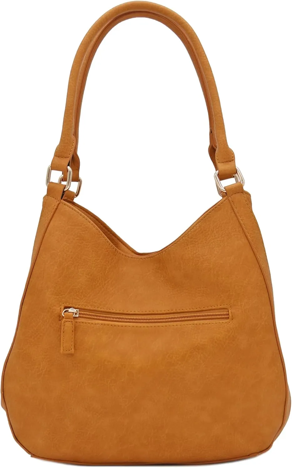 Lightweight 3 Compartment Faux Leather Medium Hobo Bag