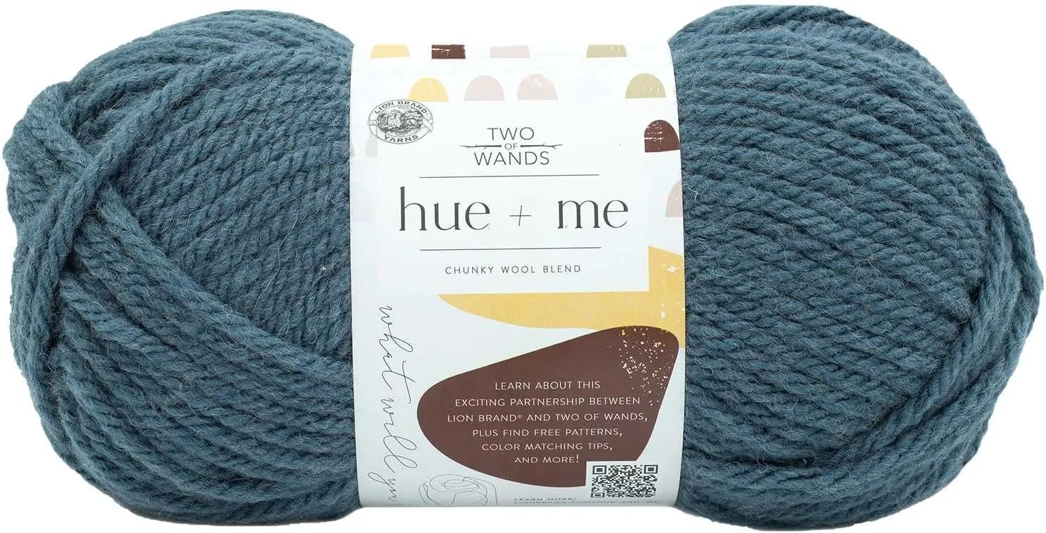 Lion Brand Hue & Me Marine 617-111 (3-Skeins - Same Dye Lot) Chunky Bulky #5 Acrylic, Wool Yarn for Crocheting and Knitting with Project Bag