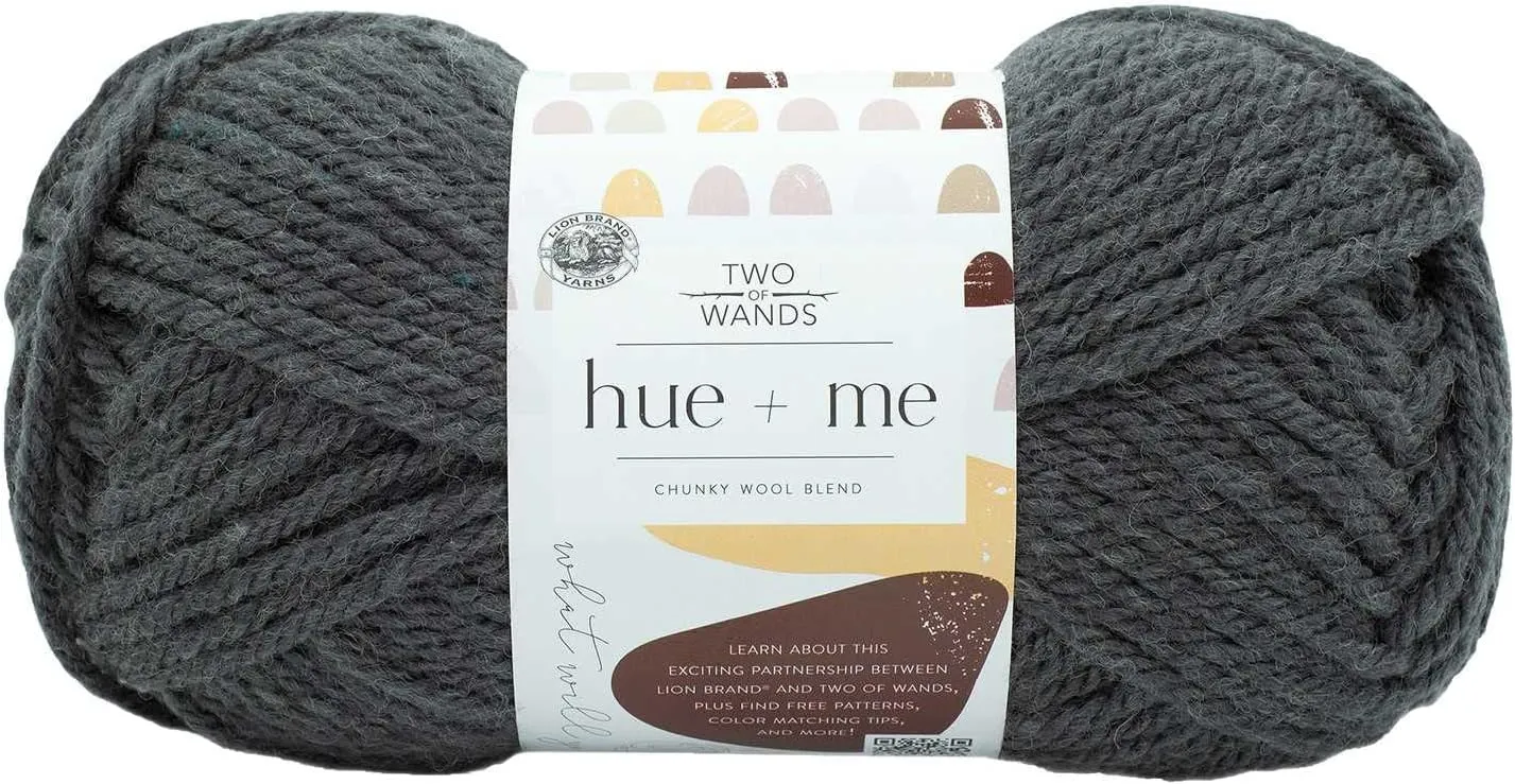 Lion Brand Hue & Me Smoke 617-151 (3-Skeins - Same Dye Lot) Chunky Bulky #5 Acrylic, Wool Yarn for Crocheting and Knitting with Project Bag
