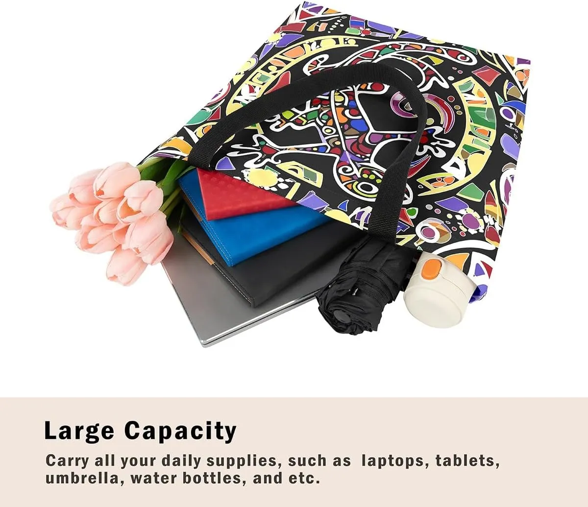 Lizard Canvas Tote Bag,Reptile Cute Chameleon Beach Bag,Cartoon Pet Woodland Handbag for Women