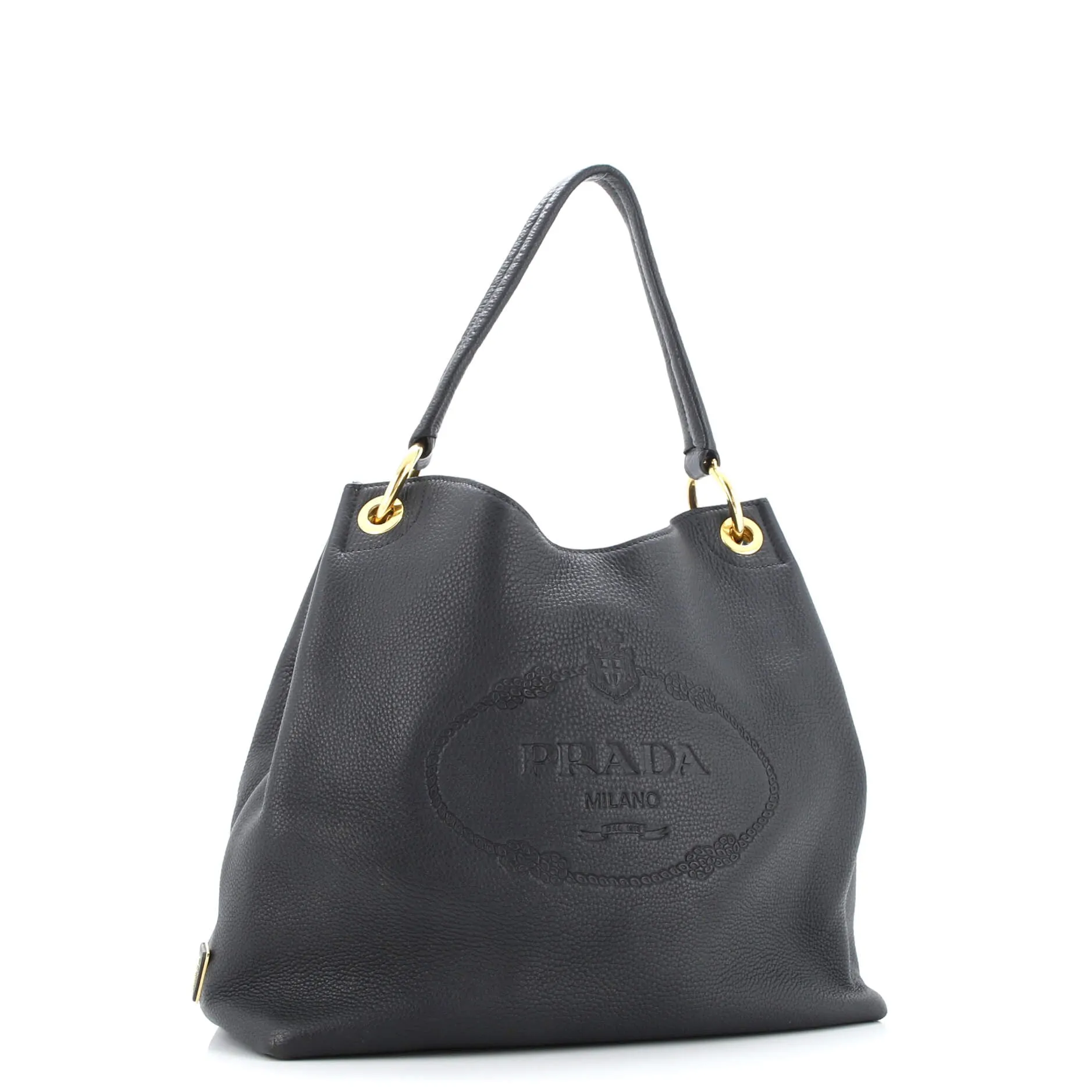 Logo Hobo Embossed Vitello Daino Large