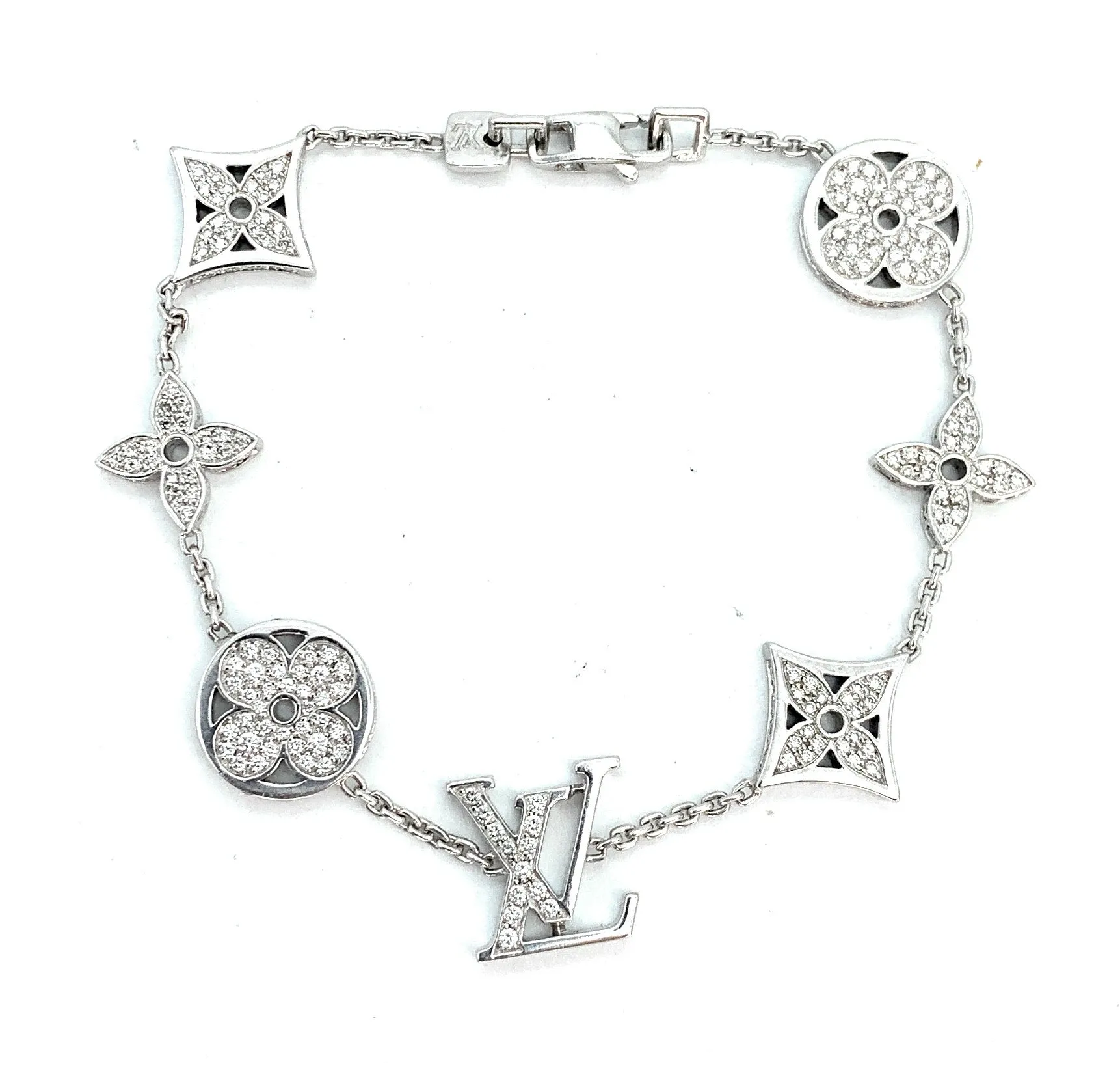 LOUIS VUITTON 18K White Gold 1.40ctw Diamond Idylle Blossom Bracelet