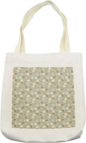 Lunarable Retro Tote Bag, Farmland Theme Harvest Pattern Botanical Plants with Hand Drawn Agriculture Elements, Cloth Linen Reusable Bag for Shopping Books Beach and More, 16.5" X 14", Cream