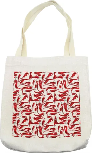 Lunarable Vegetables Tote Bag, Vibrant Red Pepper Cook Food Nourishment Dinner Spicy Raw Harvest Kitchen Design, Cloth Linen Reusable Bag for Shopping Books Beach and More, 16.5" X 14", Cream