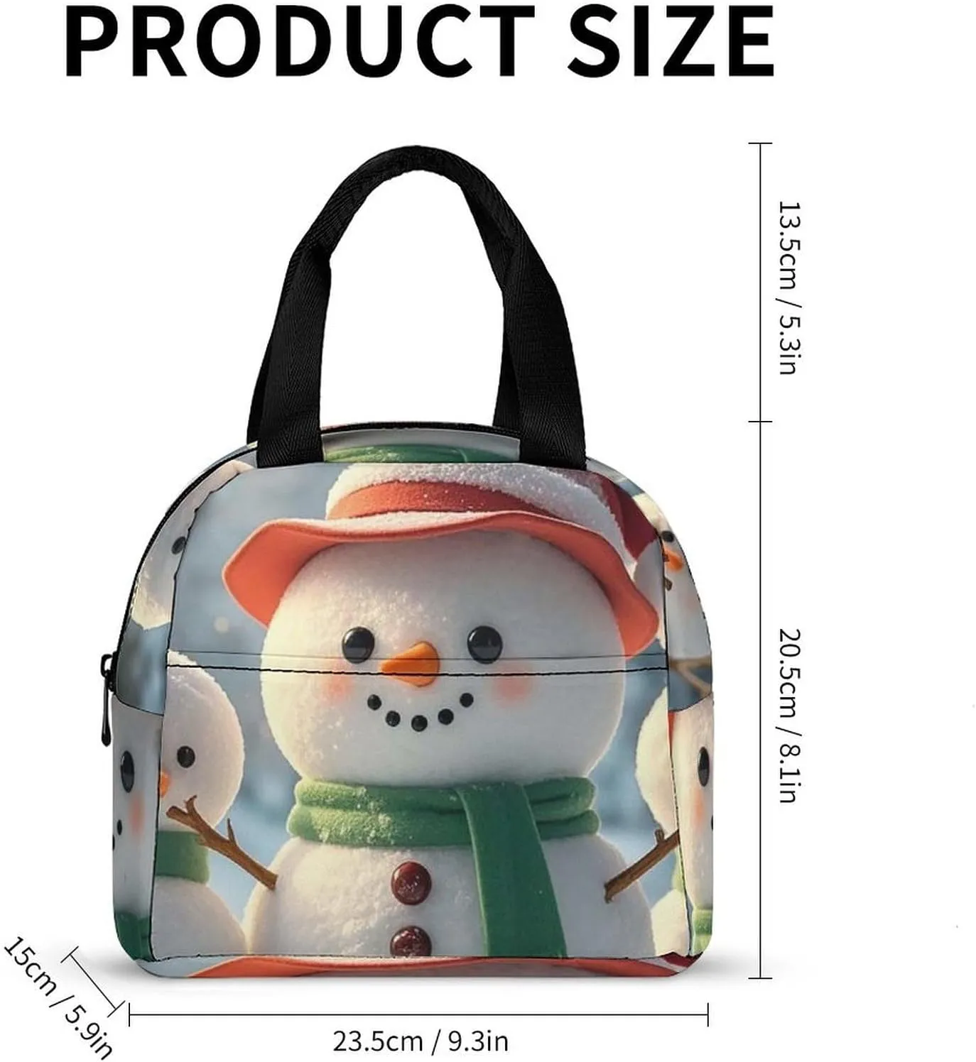 Lunch Bag for Women Men Portable Insulated Lunch Box Cute Snowman LunchBox Reusable Tote Bags for Work Picnic