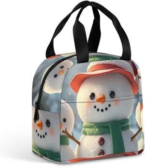 Lunch Bag for Women Men Portable Insulated Lunch Box Cute Snowman LunchBox Reusable Tote Bags for Work Picnic