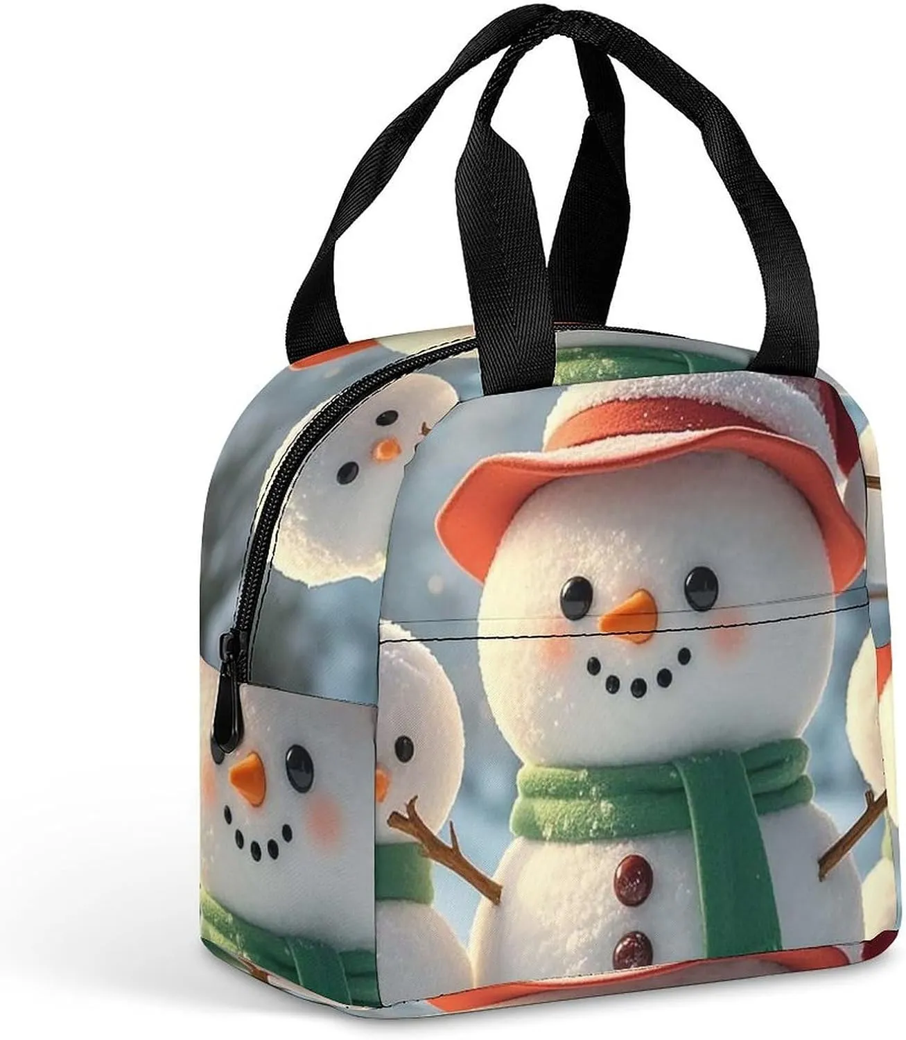 Lunch Bag for Women Men Portable Insulated Lunch Box Cute Snowman LunchBox Reusable Tote Bags for Work Picnic