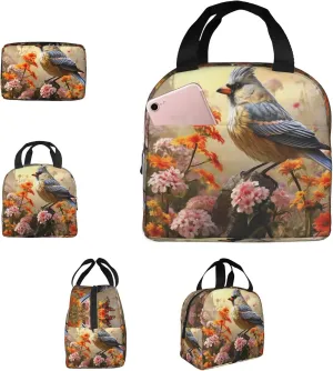 Lunch Bag for Women Men Portable Insulated Lunch Box Sparrow Birds Sing LunchBox Reusable Tote Bags for Work Picnic