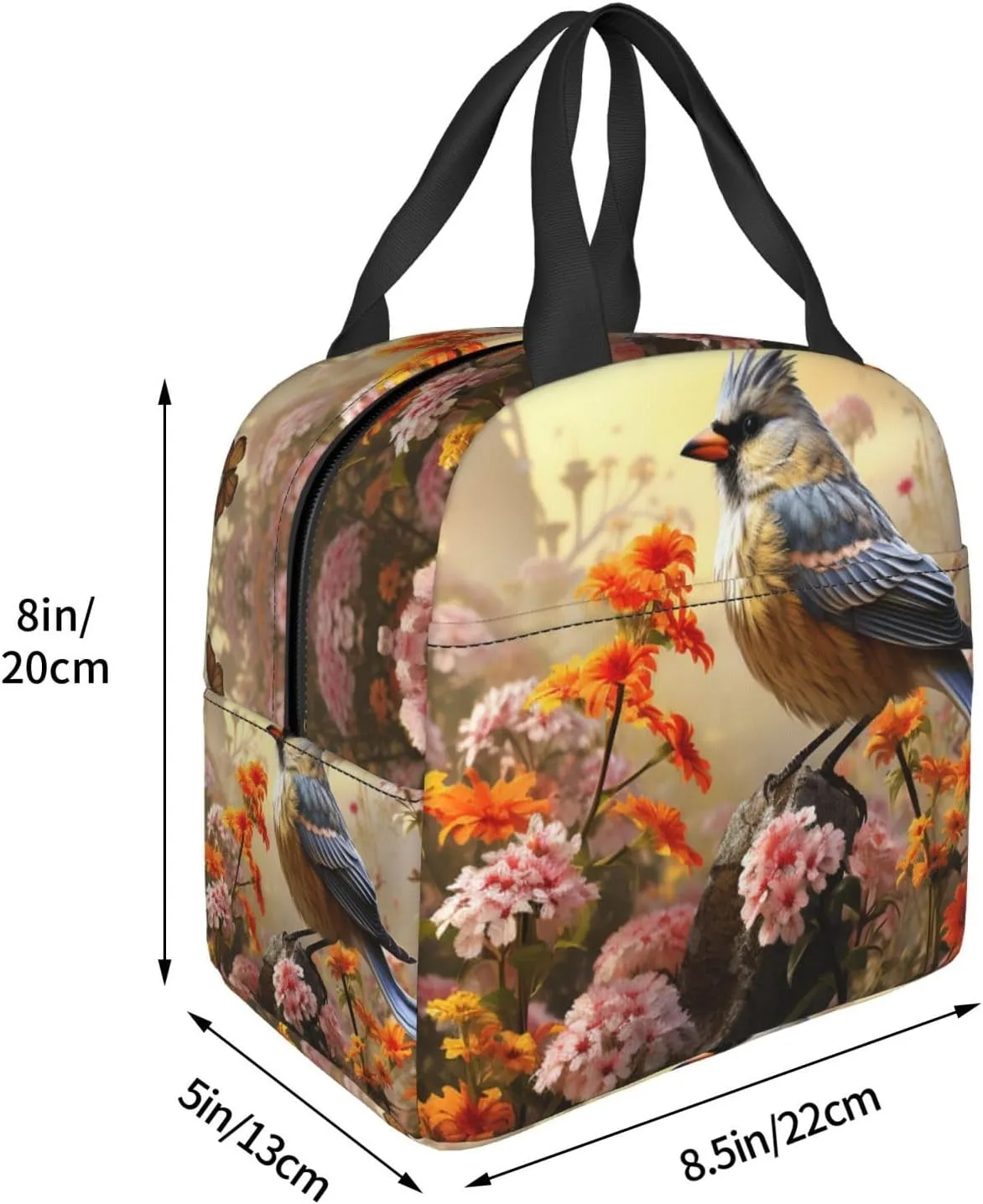 Lunch Bag for Women Men Portable Insulated Lunch Box Sparrow Birds Sing LunchBox Reusable Tote Bags for Work Picnic